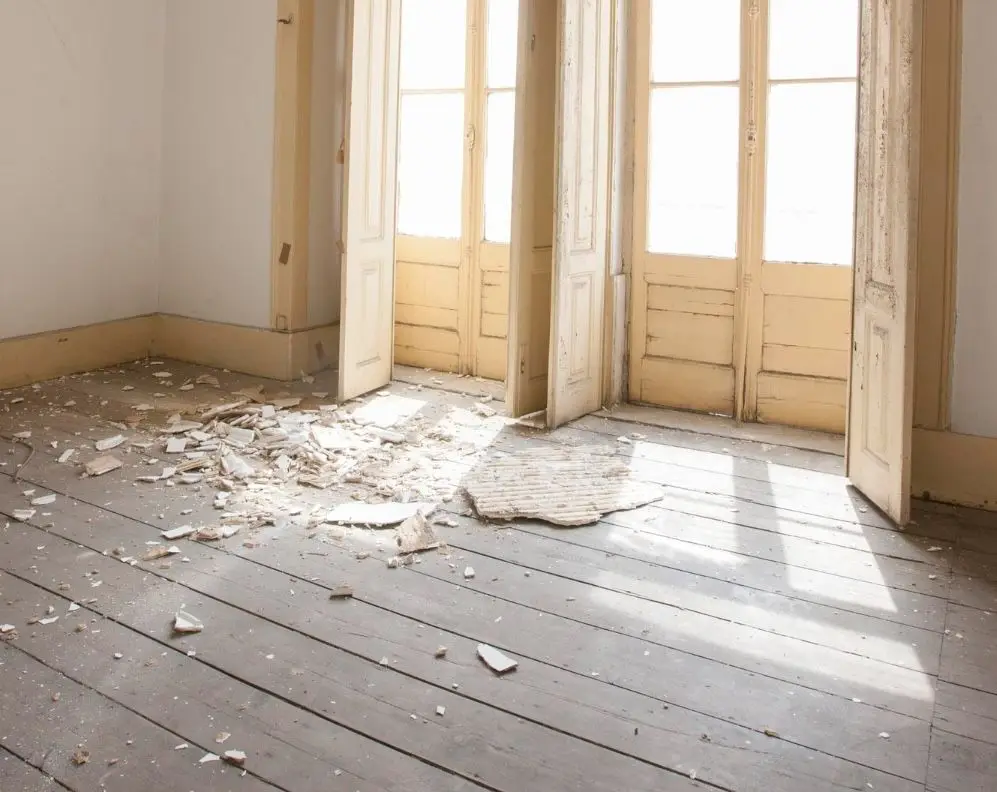 high value home interior with damage