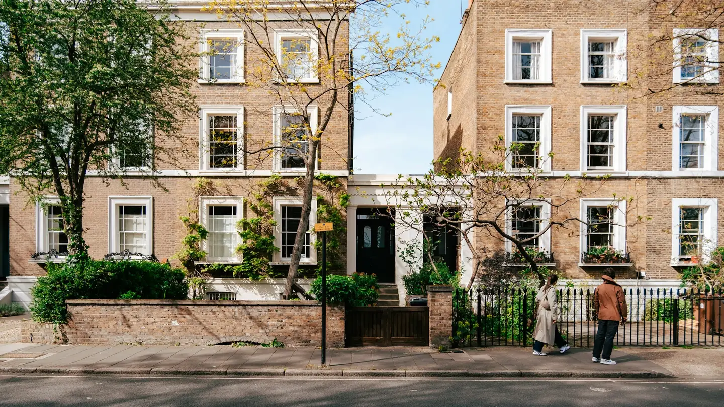 Row of brick Georgian townhouses