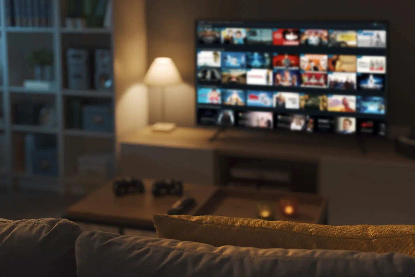 Large television in a living room