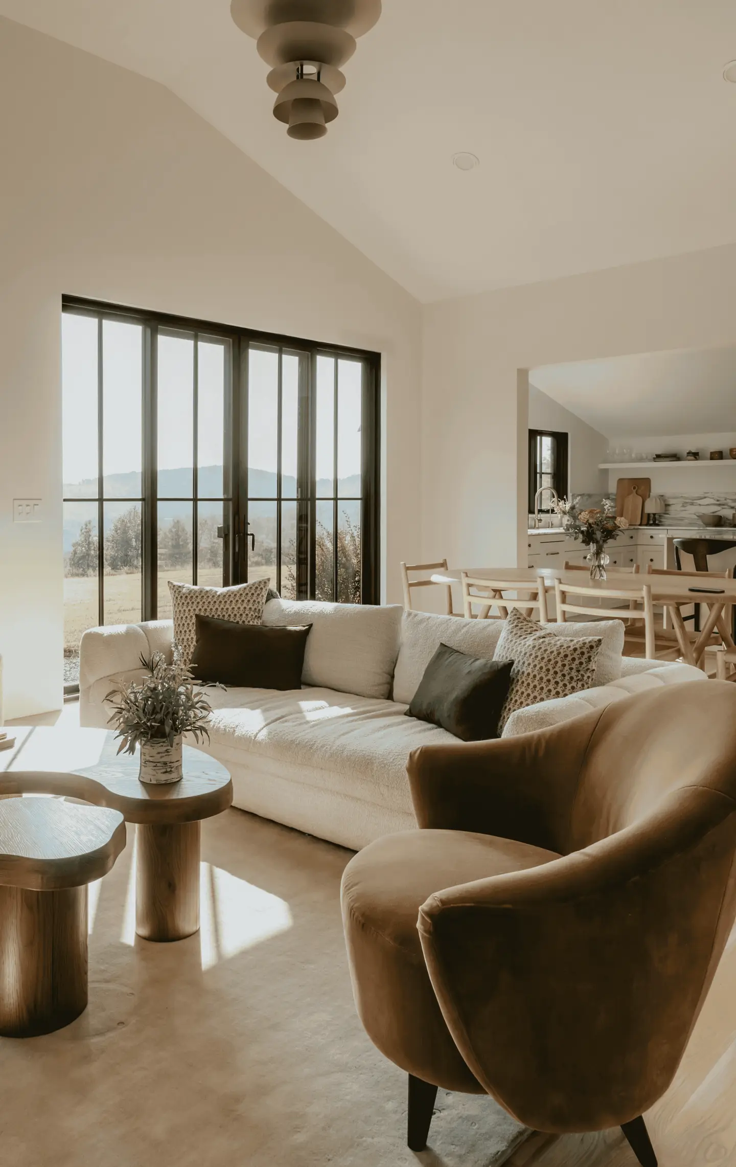 Modern living room with large windows
