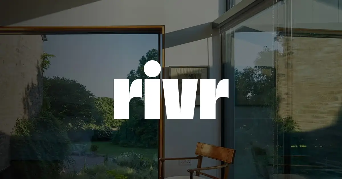 Rivr logo stylish home interior background